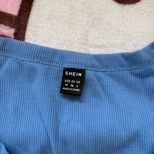 SHEIN Sky Blue Ribbed Knit Top